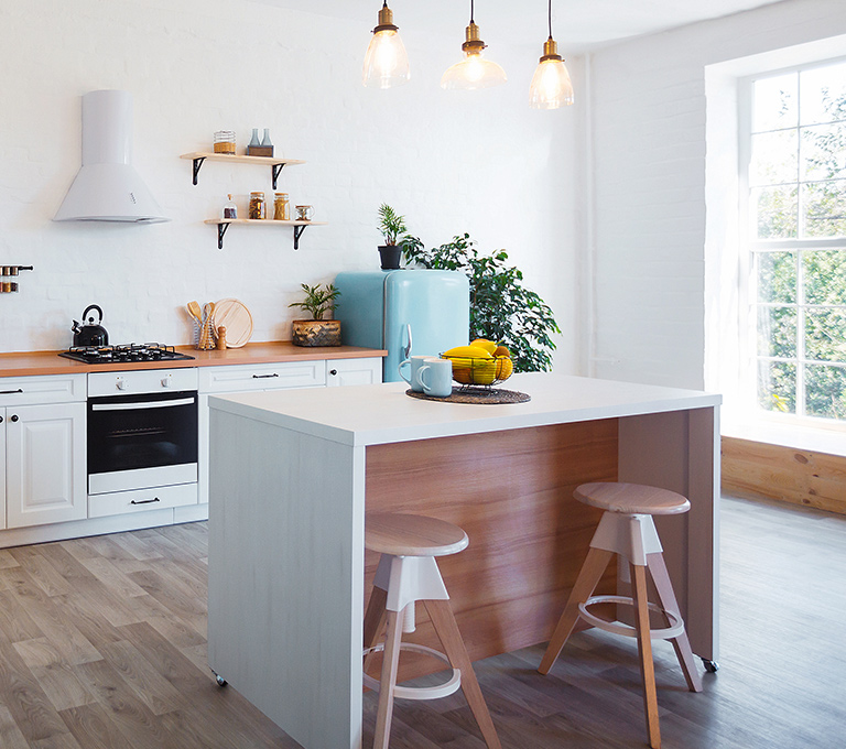 Contemporary kitchen with island